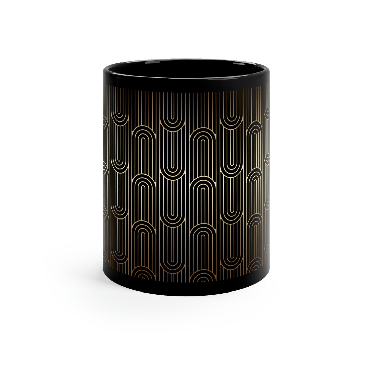Art Deco Curved Arch in Gold -11oz Black Mug