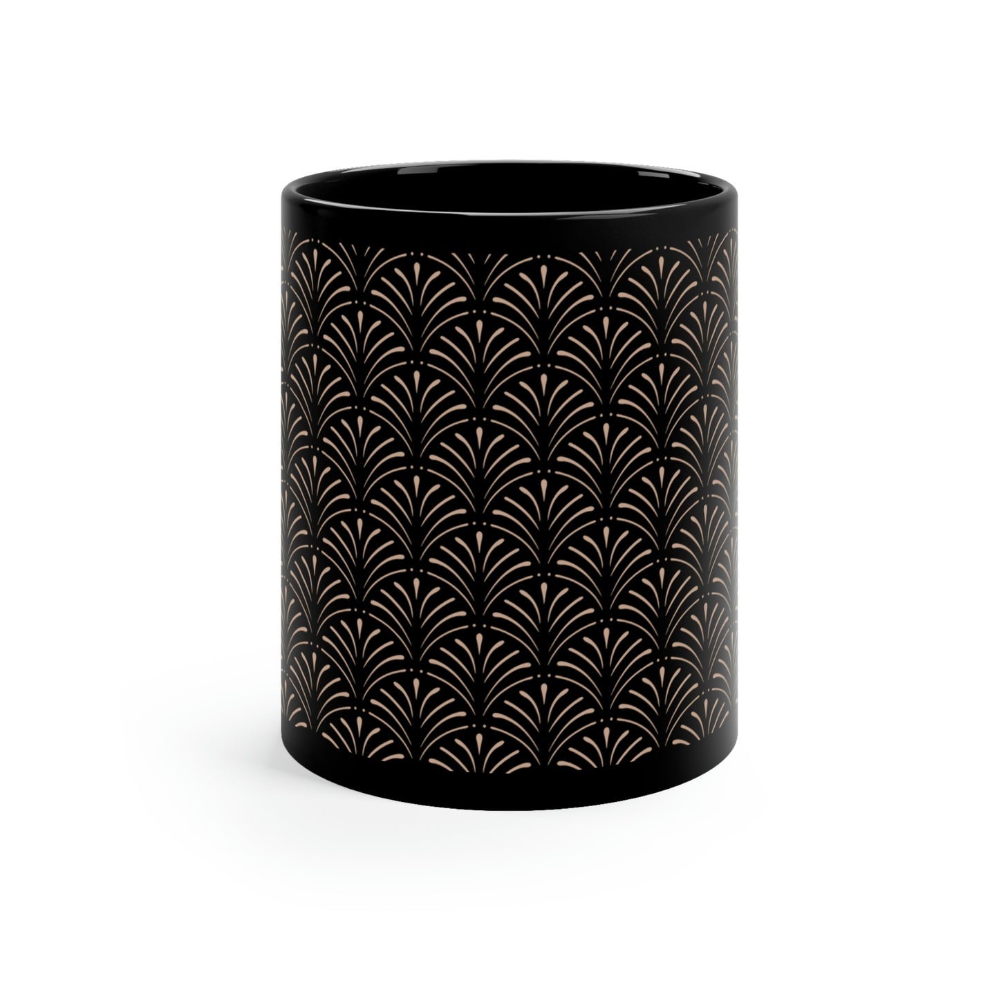 Art Deco Feather-like Pattern - 11oz Black Mug
