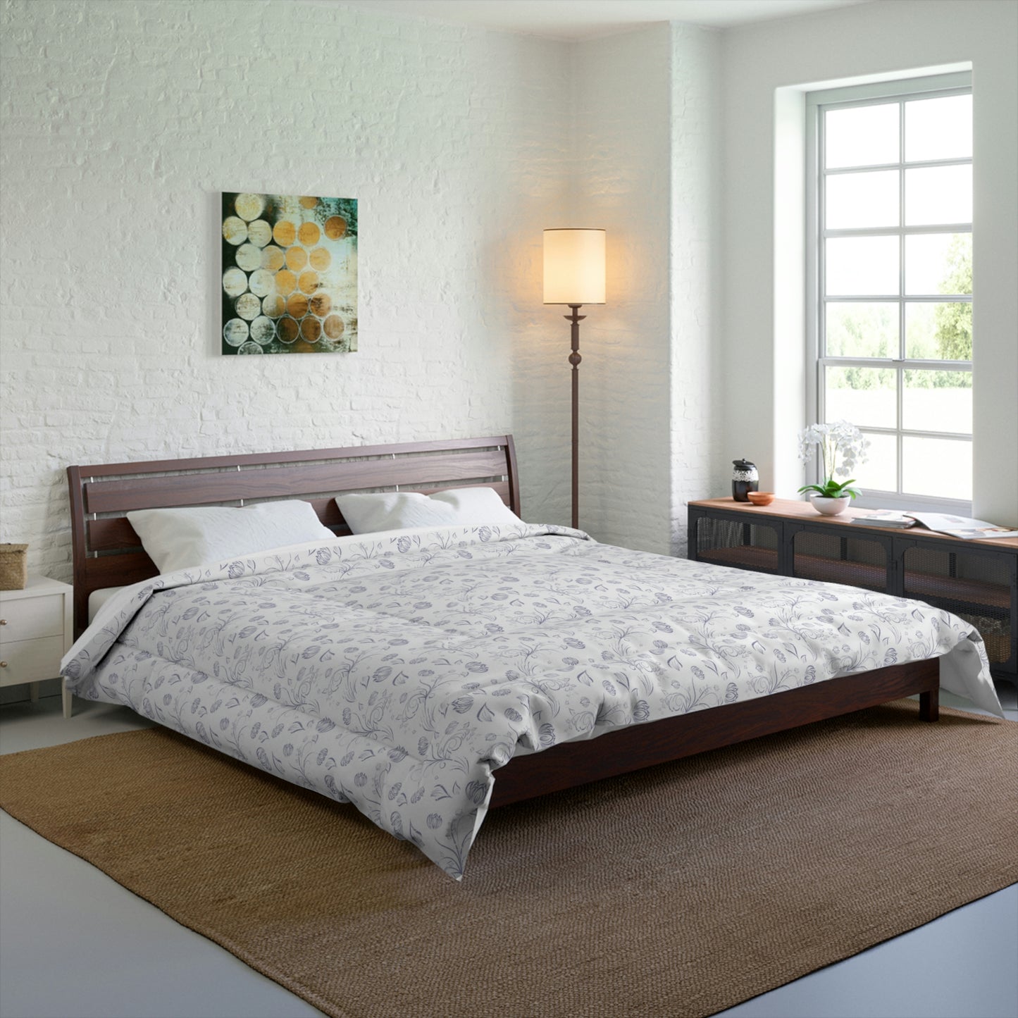 Amethyst Smoke Floral Comforter- Queen Size (104"X88")