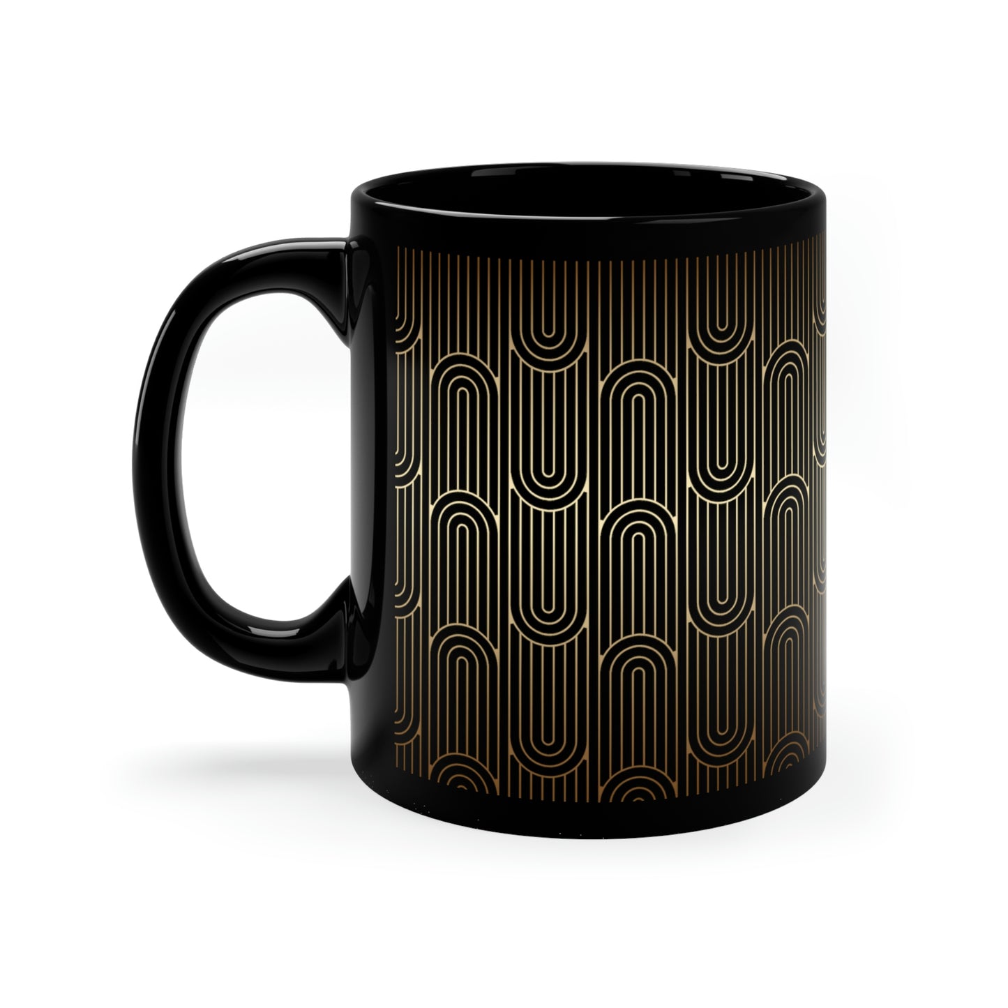 Art Deco Curved Arch in Gold -11oz Black Mug