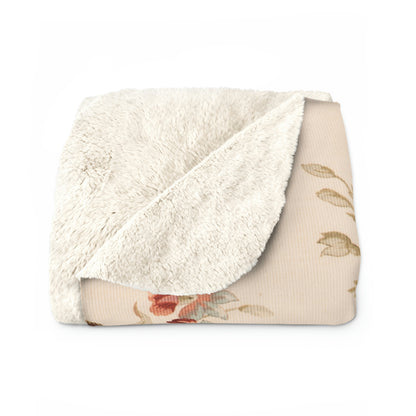 Sherpa Fleece Blanket with a Vintage Floral Pattern