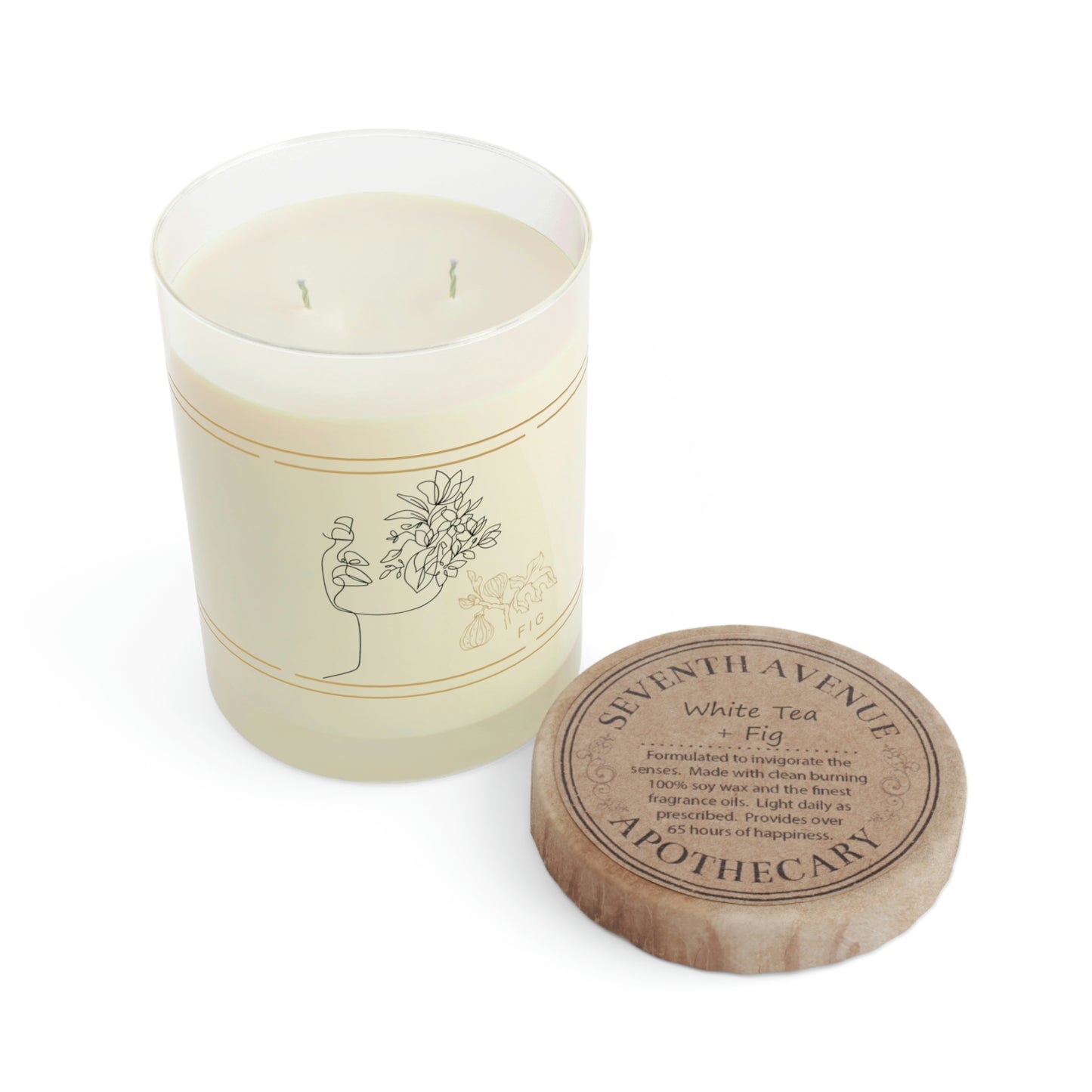 Scented Candle in White Tea & Fig - Full Glass, 11oz