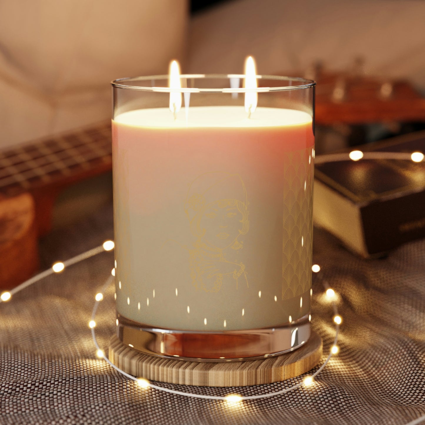 Scented Candle with 1920's Woman with Hat - Full Glass, 11oz
