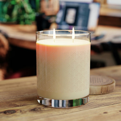 Scented Candle with Art Deco Geometric Pattern - Full Glass, 11oz