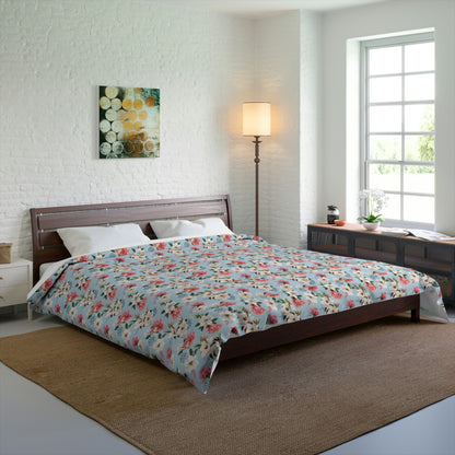 Red and Blue Hydrangea Comforter- Queen Size (104"X88")