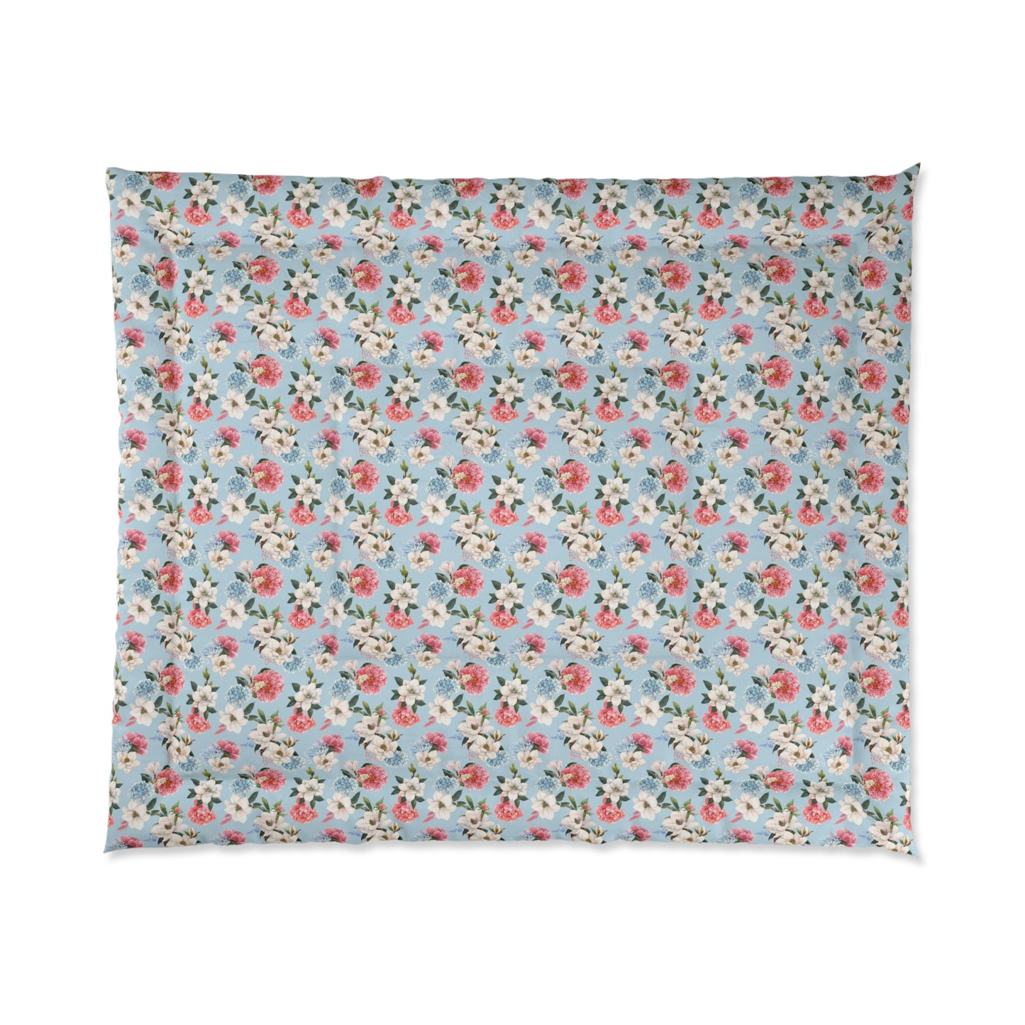 Red and Blue Hydrangea Comforter- Queen Size (104"X88")