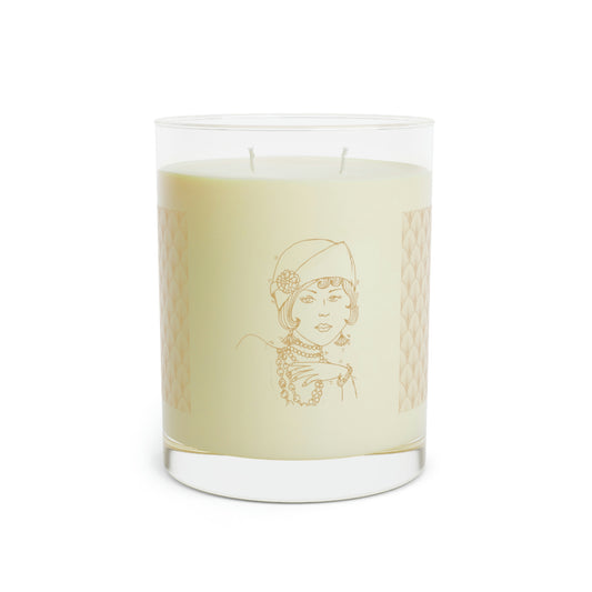 Scented Candle with 1920's Woman with Hat - Full Glass, 11oz