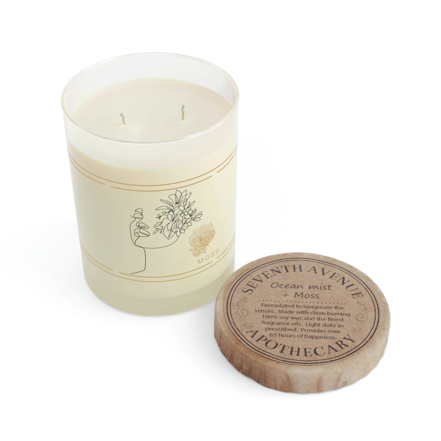 Scented Candle in Ocean Mist & Moss - Full Glass, 11oz