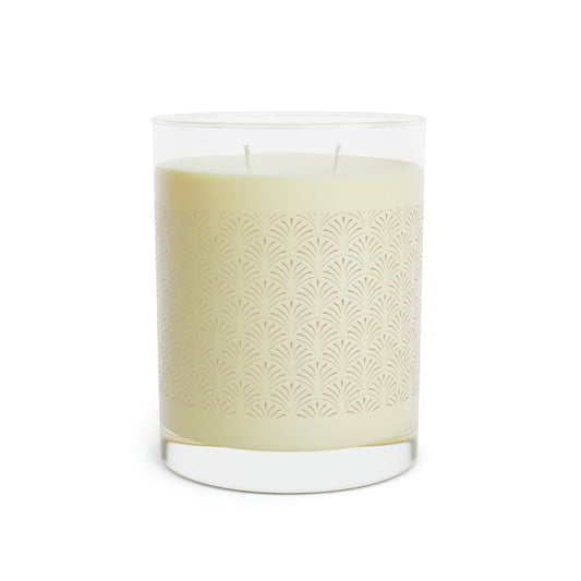 Scented Candle with Art Deco Geometric Pattern - Full Glass, 11oz