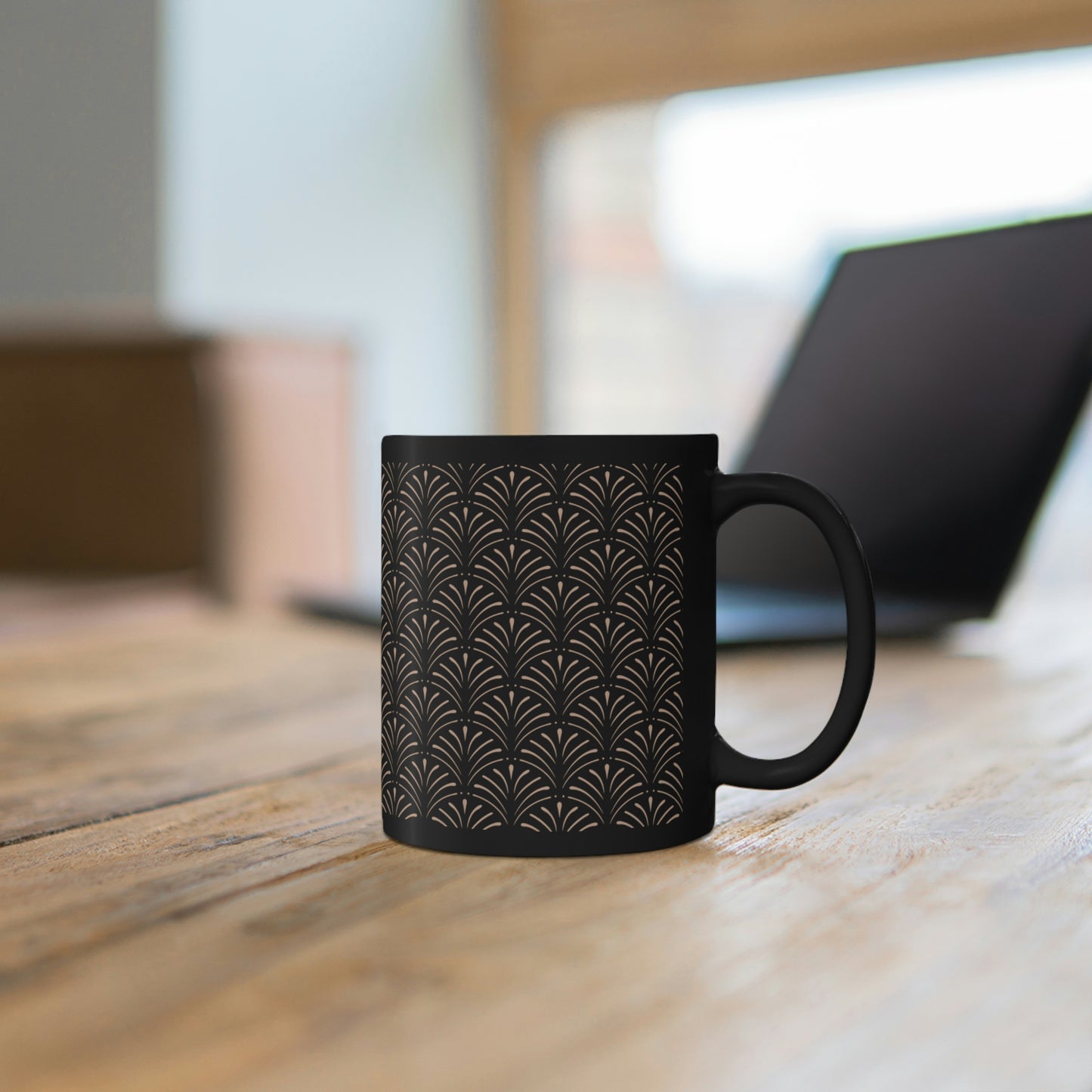 Art Deco Feather-like Pattern - 11oz Black Mug