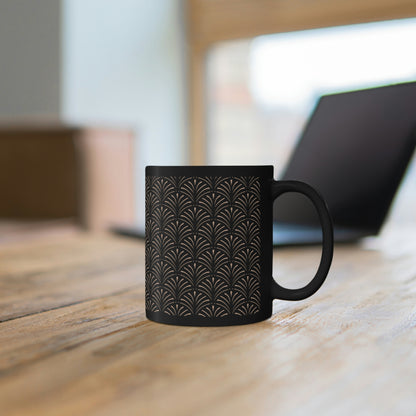 Art Deco Feather-like Pattern - 11oz Black Mug