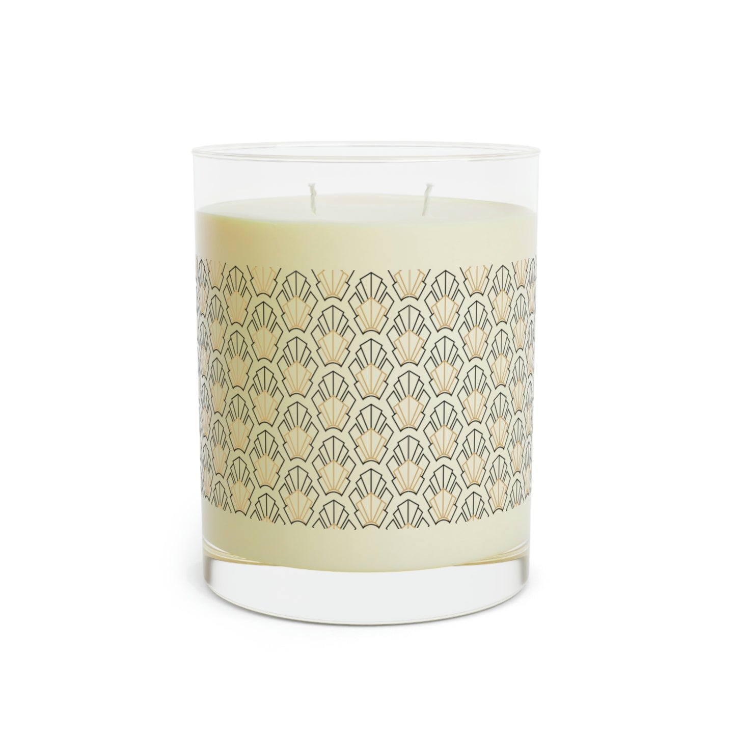 Scented Candle with Art Deco Design - Full Glass, 11oz