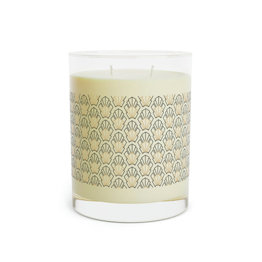 Scented Candle with Art Deco Design - Full Glass, 11oz